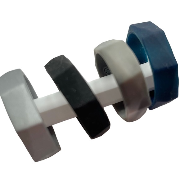 NEW 4 Men’s Silicone Rings Wedding Bands Size 12 NWT Zitahli Silver Black Blue - Picture 4 of 10